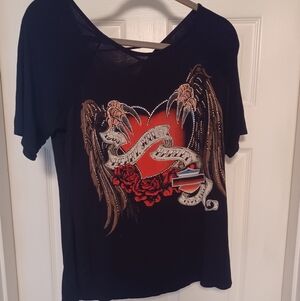 Black Graphic Womens Harley Davidson Top
